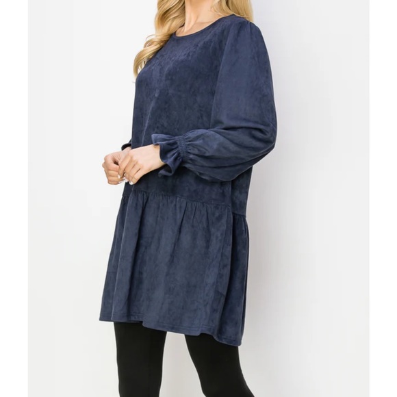 NWT Joh Apparel Size Small Faux Suede Navy Alize Tunic Dress - Picture 3 of 13